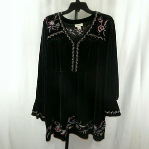Style&Co Boho Velvet Embroidered Tunic